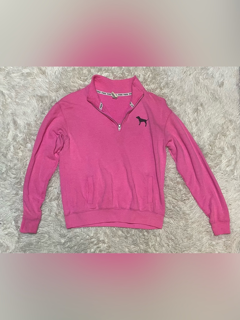 PINK Victoria's Secret Quarter-Zip Pullover with Dog Logo